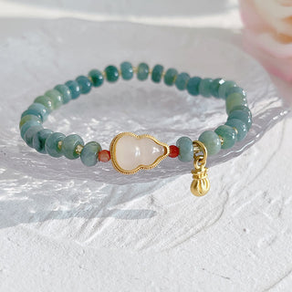 Buddha Gift Natural Hetian Jade Pearl Peace Buckle Fu Character Gourd Money Bag Strawberry Quartz PiXiu Luck Bracelet