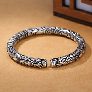 Buddha Gift Dragon Head Carved Luck Bracelet Bangle