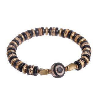 Buddha Gift Tibetan Bone Beads Ebony Wood Strength Bracelet