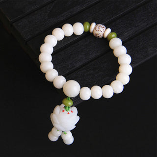 Buddha Gift Lotus Natural White Bodhi Seed Luck Bracelet