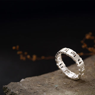 Buddha Gift Tibetan 925 Sterling Silver Om Mani Padme Hum Peace Hollow Ring