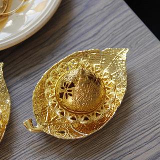 Buddha Gift Tibetan Gold Mini Leaf Coaster Meditation Incense Burner