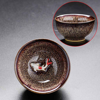 Buddha Gift Small Koi Fish Kiln Change Chinese Jianzhan Ceramic Teacup Kung Fu Tea Cup 60ml