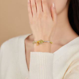 Buddha Gift 925 Sterling Silver Hetian Jade Peace Buckle Beaded Luck Happiness Charm Bracelet