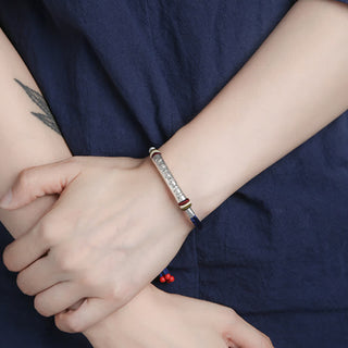 Buddha Gift 999 Sterling Silver Om Mani Padme Hum Protection Strength String Bracelet