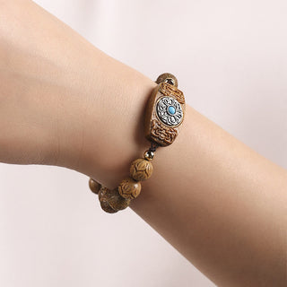 Buddha Gift Green Sandalwood Ebony Wood Sandalwood Om Mani Padme Hum Soothing Bracelet