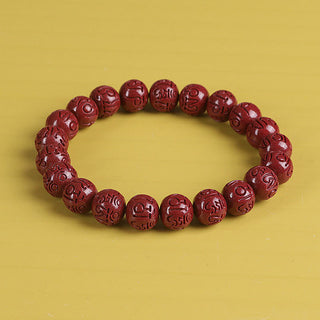 Buddha Gift Natural Double PiXiu Cinnabar Om Mani Padme Hum Wealth Luck Bead Bracelet