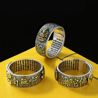 Buddha Gift Chinese Zodiac Natal Buddha Wealth Luck Adjustable Ring