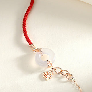 Buddha Gift 925 Sterling Silver Peace Buckle Chalcedony Fu Character Harmony Bracelet