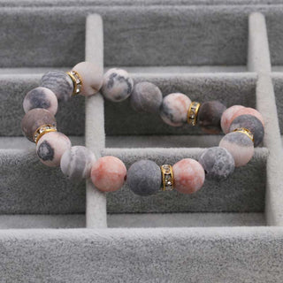 Buddha Gift Anxiety Stress Healing Crystal Zebra Jasper Bead Bracelet