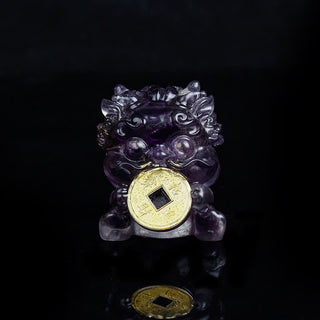 Buddha Gift Handmade Cute PiXiu Gold Coin Crystal Fengshui Energy Wealth Fortune Home Decoration