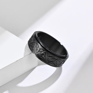 Buddha Gift  Triangle Knot Triquetra Titanium Steel Calm Rotatable Ring