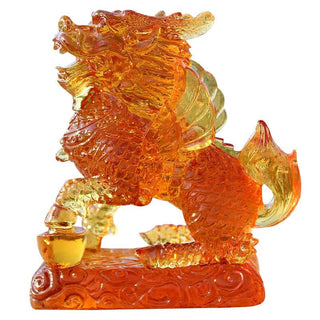 Buddha Gift Feng Shui Kirin Handmade Liuli Crystal Art Piece Fortune Home Office Decoration