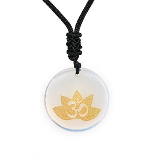 Buddha Gift OM Lotus Symbol Various Crystal Amethyst Tiger Eye Healing Necklace Pendant