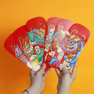 Buddha Gift 6Pcs Chinese Red Envelope Year of the Dragon Lucky Money Envelopes Auspicious Dragon Design 2024 Chinese New Year Dragon Year Envelope