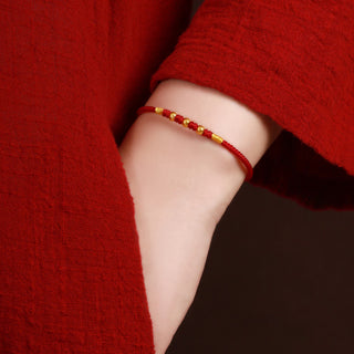 Buddha Gift 999 Gold Beads Luck King Kong Knot Handmade Braided Protection Bracelet