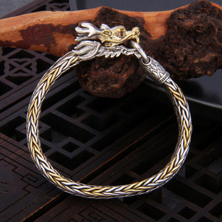 Buddha Gift 925 Sterling Silver Year Of The Dragon Auspicious Dragon Protection Metal Braided Design Bracelet