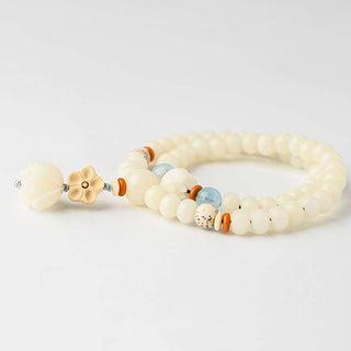 Buddha Gift Tibetan White Jade Bodhi Lotus Blessing Bracelet