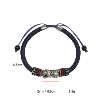 Buddha Gift Handmade 925 Sterling Silver Year Of The Dragon Auspicious Dragon Luck Rope Bracelet