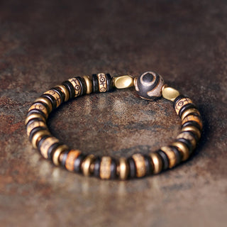 Buddha Gift Tibetan Bone Beads Ebony Wood Strength Bracelet