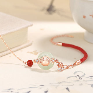 Buddha Gift 925 Sterling Silver Year of the Dragon Natural Hetian Jade Zircon Peace Buckle Protection Bracelet Necklace Pendant