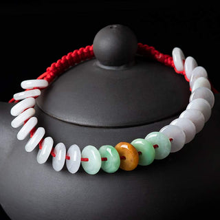 Buddha Gift Round Jade Lucky Red String Weave Bracelet