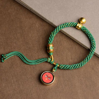 Buddha Gift Tibetan Five God Of Wealth Thangka Luck Prayer Wheel Bell Braid String Bracelet