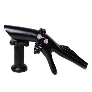 Buddha Gift 2Pcs Black Onyx Crystal Stone Love Heart Protection Support Couple Bracelet