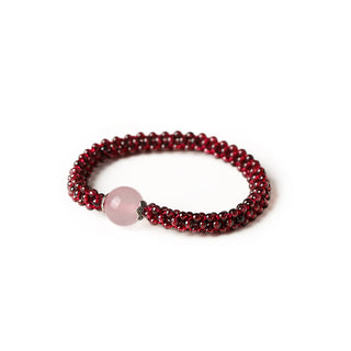 Buddha Gift Natural Garnet Pink Crystal Red Agate Amazonite Bead Protection Bracelet