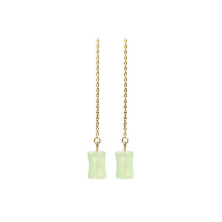 Buddha Gift Jade Bamboo Pattern Luck Drop Earrings