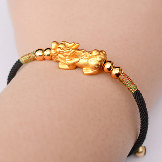 Buddha Gift 24K Gold-Plated PiXiu Luck Red String Bracelet