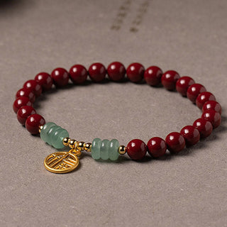Buddha Gift Cinnabar Green Aventurine Luck Blessing Bracelet