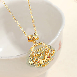 Buddha Gift 925 Sterling Silver Natural Hetian Jade Koi Fish Wealth Necklace Pendant