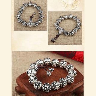 Buddha Gift Tibetan Om Mani Padme Hum Carved Alloy Beads Amulet Bracelet