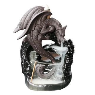Buddha Gift Nordic Pterosaur Dragon Ceramic Backflow Smoke Fountain Protection Healing Incense Burner Decoration
