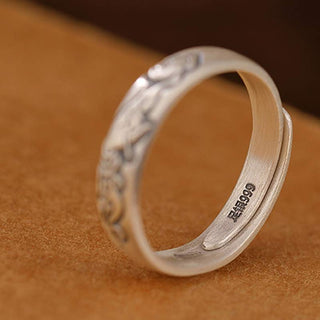 Buddha Gift 999 Sterling Silver Lotus Peony Flower Enlightenment Ring
