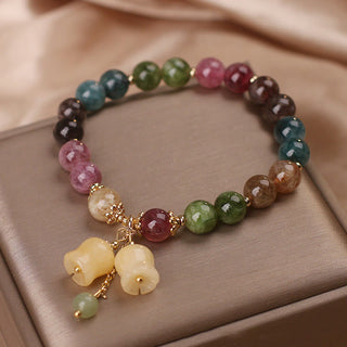 Buddha Gift Natural Colorful Tourmaline Flower Bead Love Bracelet