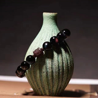 Buddha Gift Natural Gold Sheen Obsidian Rainbow Obsidian Om Mani Padme Hum Fu Character Healing Bracelet