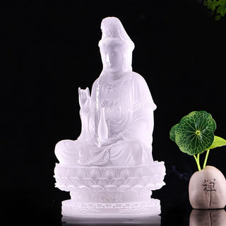 Buddha Gift Kwan Yin Avalokitesvara Handmade Figurine Liuli Crystal Art Piece Wealth Statue Home Offering Decoration