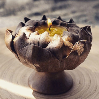 Buddha Gift Lotus Flower Ceramic Candle Holder Incense Burner Home Offering Decoration