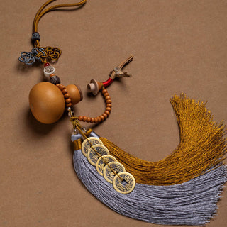 Buddha Gift Feng Shui Coins Gourd Chinese Knot Lucky Coins Five Emperor Money Wealth Tassels Decoration