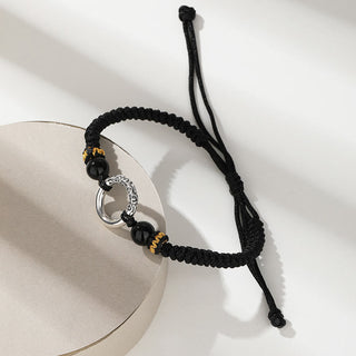 Buddha Gift 925 Sterling Silver Peace Buckle Auspicious Clouds Fortune Braided Bracelet