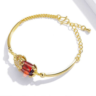 Buddha Gift FengShui Golden Red Agate PiXiu Wealth Luck Bracelet