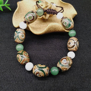 Buddha Gift Tibetan Three-eyed Dzi Bead Luck Protection Braided Bracelet
