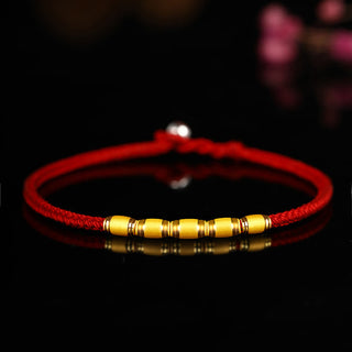 Buddha Gift 999 Gold Lucky Bead Eight Thread Peace Knot Red Rope Bracelet