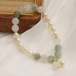 Buddha Gift Natural Pearl Jade Healing Sincerity Bracelet