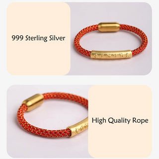 Buddha Gift Handmade 999 Sterling Silver Om Mani Padme Hum Protection Dragon Scale Braided Magnetic Buckle Bracelet