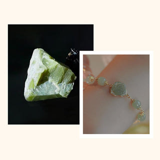 Buddha Gift 14K Gold Plated Hetian Jade Rose Flower Luck Chain Bracelet