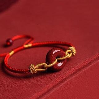 Buddha Gift Handmade Cinnabar Peace Buckle Blessing Braided Rope Bracelet