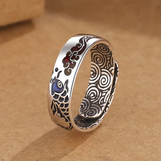 Buddha Gift Koi Fish Auspicious Cloud Design Luck Wealth Ring